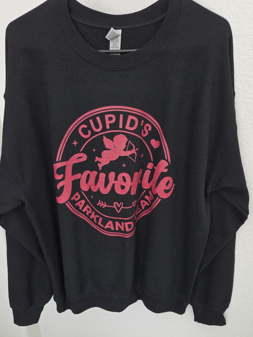 Gildan Black Sweatshirt with Pink Graphic Trim